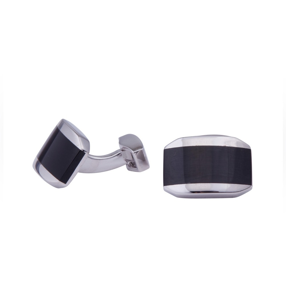 RT ROBERT TATEOSSIAN MENS CUFFLINKS SILVER AND BLACK NWOT